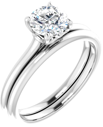 14K White  6 mm Round Solitaire Engagement Ring Mounting (6)