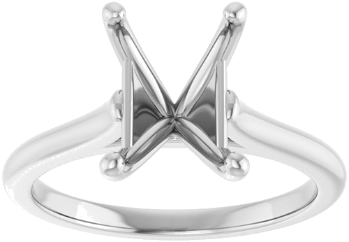 14K White 9x7 mm Emerald Solitaire Engagement Ring Mounting (3)