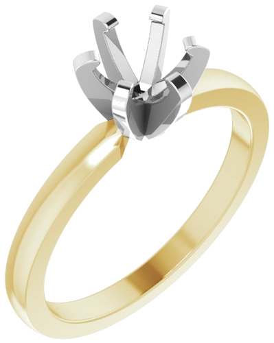 Sužadėtuvių Žiedas „Solitaire“ 585 Baltojo Ir Geltonojo Aukso Round 5.8mm (1)