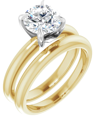 14K Yellow White 7.4 mm Round Solitaire Engagement Ring Mounting (6)