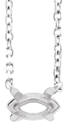 14K White 6x3 mm Marquise Solitaire 16-18  Necklace Mounting (1)