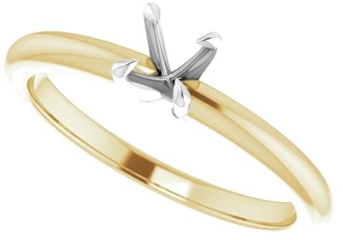 14K Yellow White 4.4 mm Round Solitaire Engagement Ring Mounting (5)