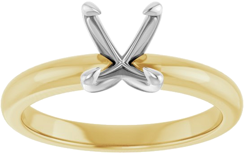 14K Yellow White 8x6 mm Oval Solitaire Engagement Ring Mounting (3)