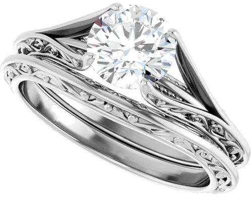 14K White 6.5 mm Round Engagement Ring Mounting (10)