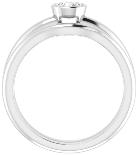 Sužadėtuvių Žiedas „Bezel-Set Solitaire“ 585 Baltojo Aukso Round 4.4mm (7)