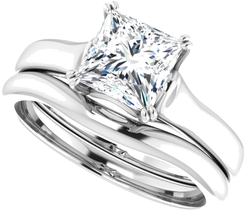 Platinum 6 mm Square Engagement Ring Mounting (10)