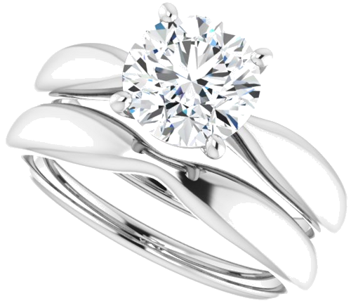 Sužadėtuvių Žiedas „Solitaire“ 585 Baltojo Aukso Round 7.4mm (10)