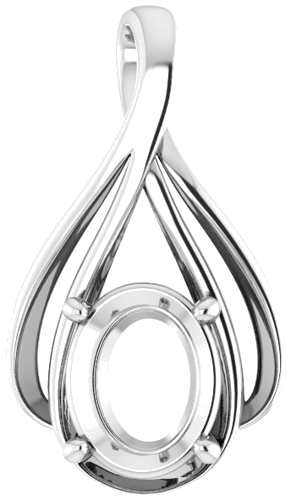 Pakabukas „Solitaire“ 585 Baltojo Aukso Oval 10mm x 8mm (1)