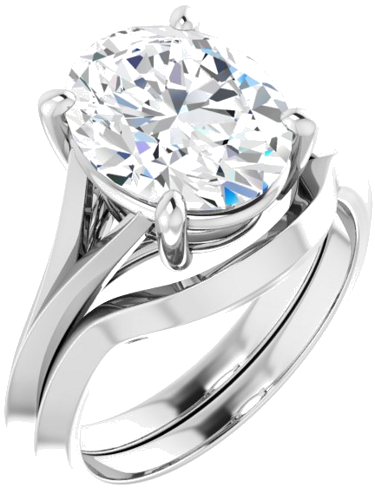 14K White 11x9 mm Oval Solitaire Engagement Ring Mounting (6)