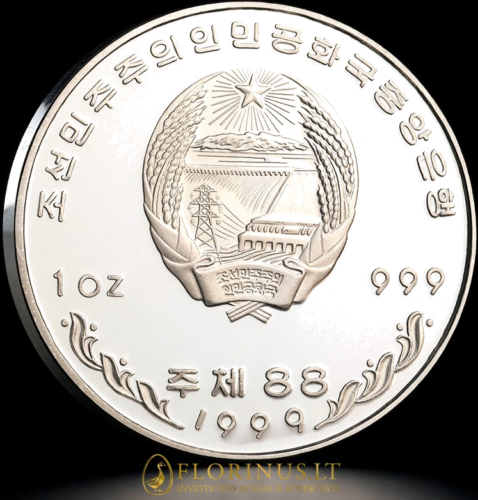 1999 North Korea, Lyrus Tetrix, 10 won silver coin (4)