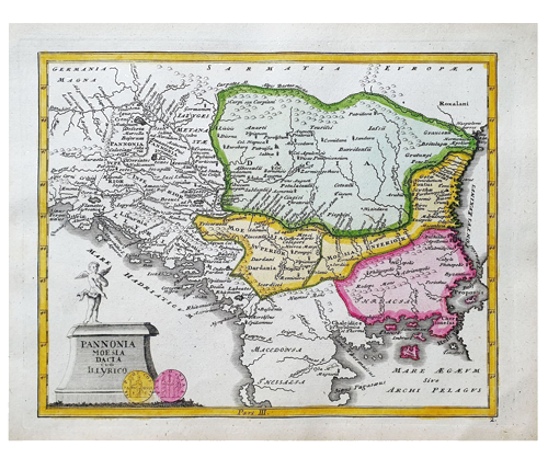 Карта на Дунавските провинции на Римската империя (C. Weigel), Нюрнберг, около 1720 г. (1)