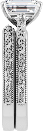 14K White  8x6 mm Emerald Solitaire Engagement Ring Mounting (9)