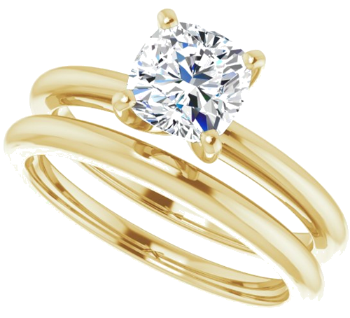 Sužadėtuvių Žiedas „Solitaire“ 585 Geltonojo Aukso Cushion 6mm (10)