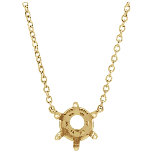 14K Yellow 5.5 mm Round Solitaire 16  Necklace Mounting (1)