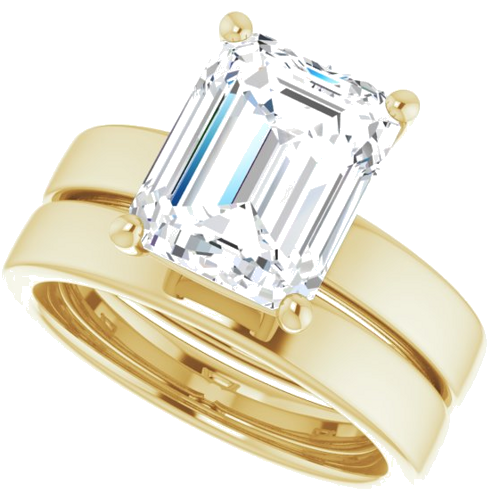 Sužadėtuvių Žiedas „Solitaire“ 585 Geltonojo Aukso Emerald 10mm x 8mm (10)