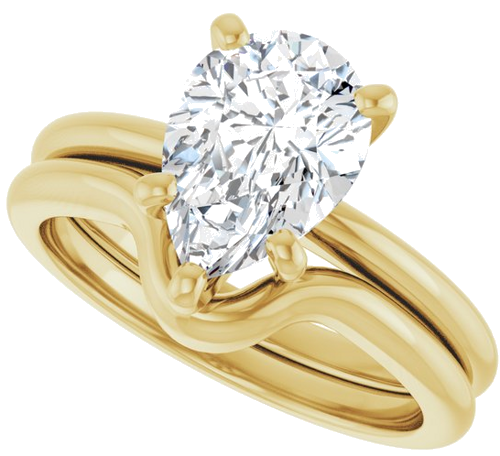 14K Yellow  10x7 mm Pear Solitaire Engagement Ring Mounting (10)