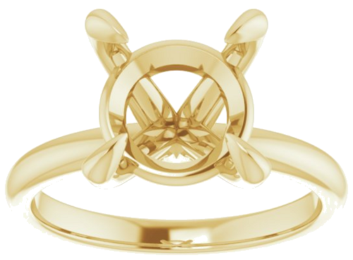 14K Yellow  10 mm Round Solitaire Engagement Ring Mounting (3)