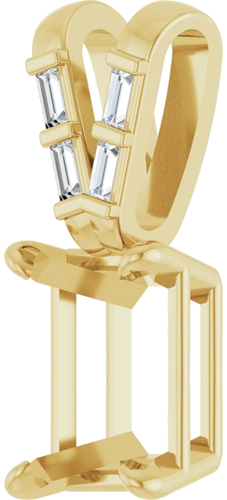 Pakabukas „Accented“ 585 Geltonojo Aukso Emerald 8mm x 6mm (2)