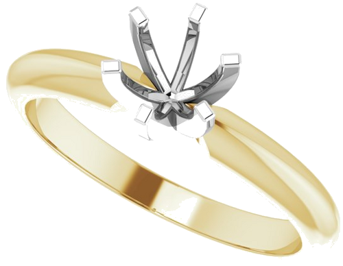 14K Yellow   White 5-5.3 mm Round 6-Prong Solitaire Ring Mounting (5)