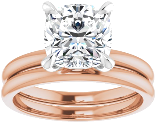 14K Rose White 8 x 8 mm Cushion Engagement Ring Mounting (6)