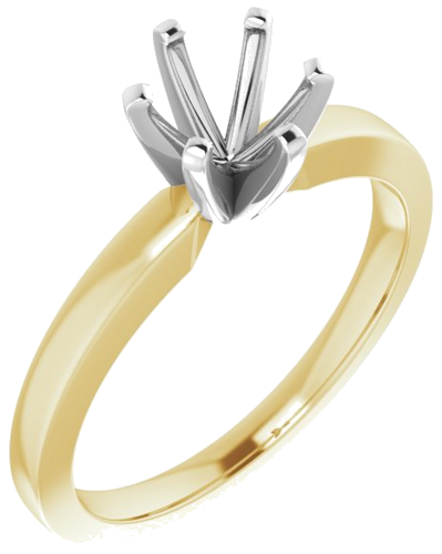 14K Yellow White 6 mm Round Solitaire Engagement Ring Mounting (1)