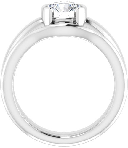 14K White 6.5 mm Round Half Bezel Solitaire Engagement Ring Mounting (7)