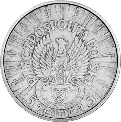 5 злотых Юзеф Пилсудский Государственный герб (1934) Польша серебряная монета (2)