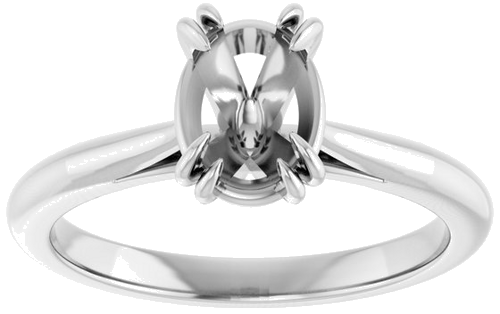 Sužadėtuvių Žiedas „Solitaire“ 585 Baltojo Aukso Oval 8mm x 6mm (3)