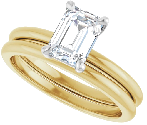 Sužadėtuvių Žiedas 585 Baltojo Ir Geltonojo Aukso Emerald 7mm x 5mm (10)