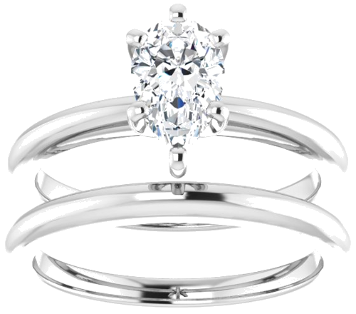 14K White  8x5 mm Pear Solitaire Engagement Ring Mounting (8)