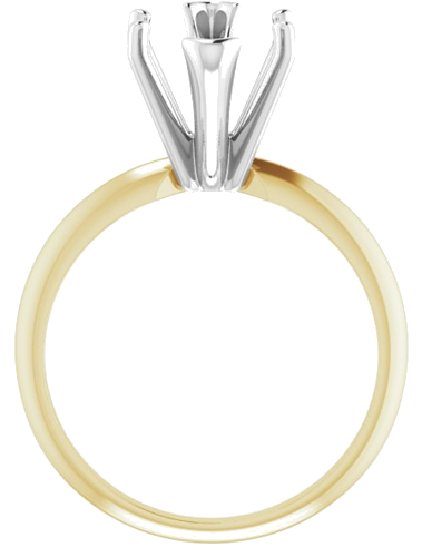 14K Yellow   White 6-Prong 15x7 mm Marquise V-End Solitaire Ring Mounting (2)