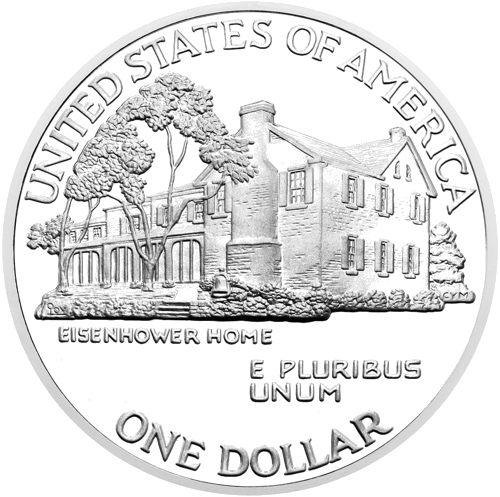 1990 Столетие Эйзенхауэра США 1 доллар серебряная монета (1)