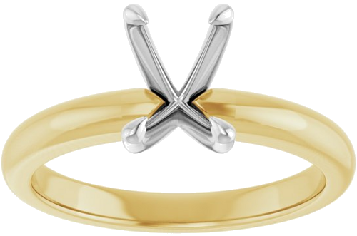 18K Yellow White 7x5 mm Emerald Solitaire Engagement Ring Mounting (3)