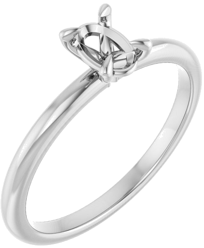 Sužadėtuvių Žiedas „Solitaire“ 585 Baltojo Aukso Oval 6mm x 4mm (1)