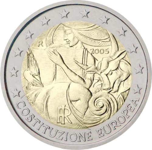 2005 г. Италия Mонета от 2 евро Първа европейска конституция (1)