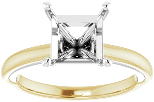 14K Yellow   White  7.5 mm Square Solitaire Engagement Ring Mounting (3)