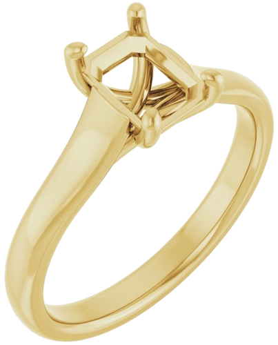 14K Yellow 7x5 mm Emerald Solitaire Engagement Ring Mounting (1)
