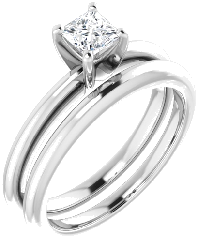 Sužadėtuvių Žiedas „Solitaire“ 585 Baltojo Aukso Square 4mm (6)