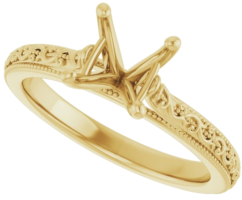 Sužadėtuvių Žiedas „Solitaire Sculptural“ 14k yellow gold Square 5.5mm (5)