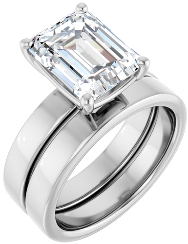 Sužadėtuvių Žiedas „Solitaire“ 14k white gold Emerald 10mm x 8mm (6)