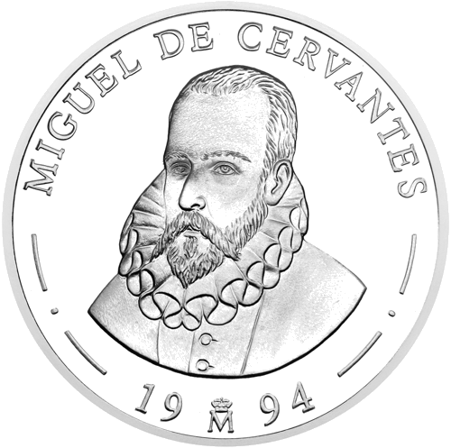 5 Ecu Silver Coin, Don Quixote and Sancho Panza, Spain 1994 (2)