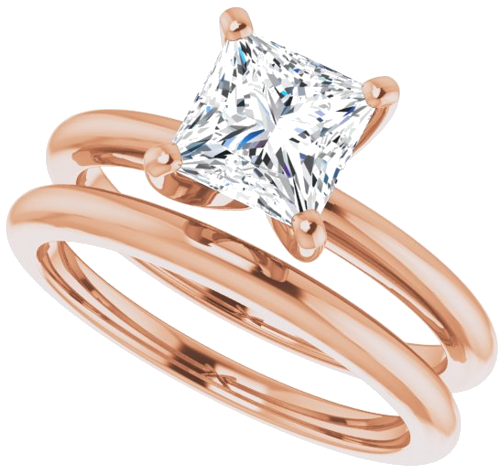 Sužadėtuvių Žiedas „Solitaire“ 585 Rožinis Aukso Square 6mm (10)