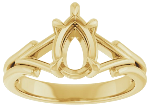 14K Yellow 9x6 mm Pear Solitaire Engagement Ring Mounting (3)