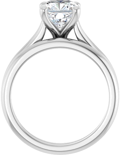 14K White 7 mm Cushion Solitaire Engagement Ring Mounting (7)