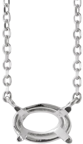 14K White 5x3 mm Oval Solitaire 16-18  Necklace Mounting (1)