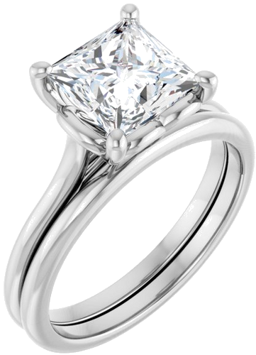 14K White  7 mm Square Solitaire Engagement Ring Mounting (6)