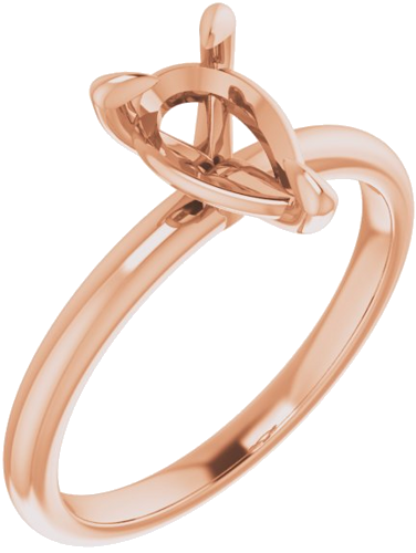 14K Rose  9x6 mm Pear Solitaire Engagement Ring Mounting (1)
