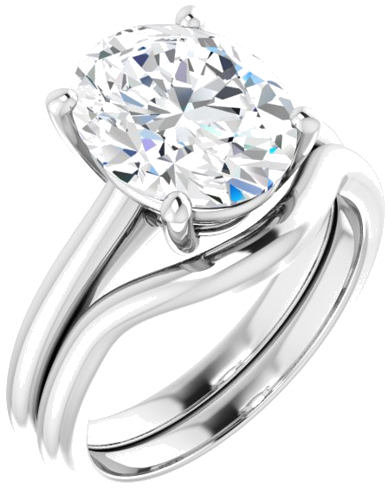 Sužadėtuvių Žiedas 585 Baltojo Aukso Oval 11mm x 9mm (6)