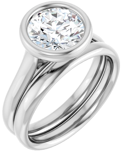 Sužadėtuvių Žiedas „Bezel-Set Solitaire“ 950 Platinos Round 8mm (6)