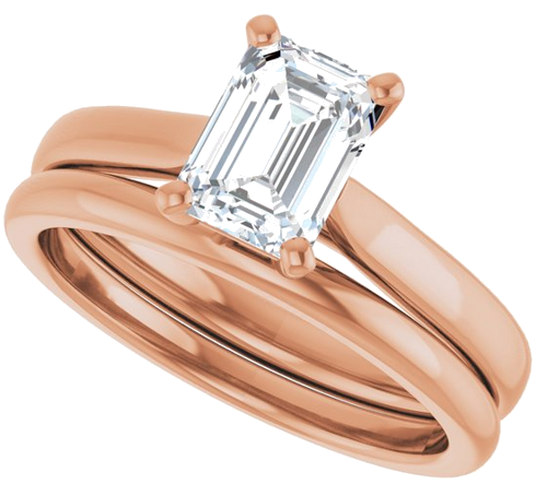 14K Rose 7x5 mm Emerald Engagement Ring Mounting (10)